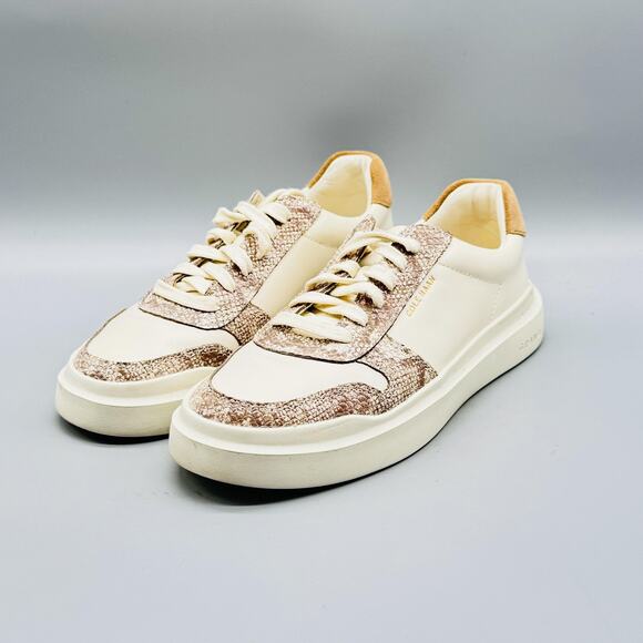 Cole Haan Shoes Womens 5 Ivory Leather Grandseries Snake Print Low Top Sneakers - Picture 3 of 12